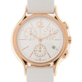 Calvin Klein Skirt Chronograph White Dial White Leather Strap Watch for Women - K2U296L6 Buy Now By Calvin Klein