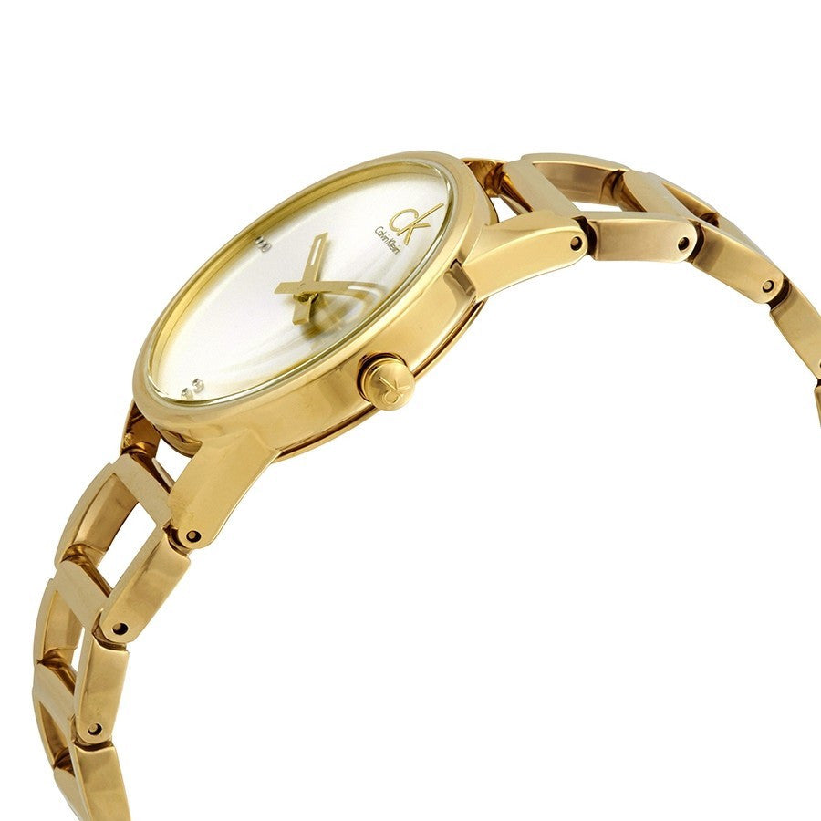 Calvin Klein Stately White Dial Gold Steel Strap Watch for Women - K3G2352W Buy Now By Calvin Klein