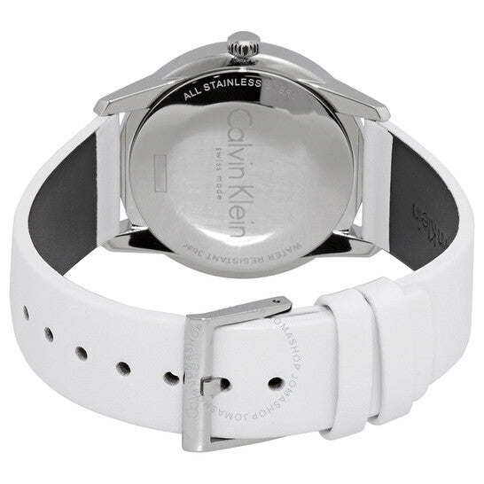 Calvin Klein Steady Silver Dial White Leather Strap Watch for Women - K7Q211L6 Buy Now By Calvin Klein
