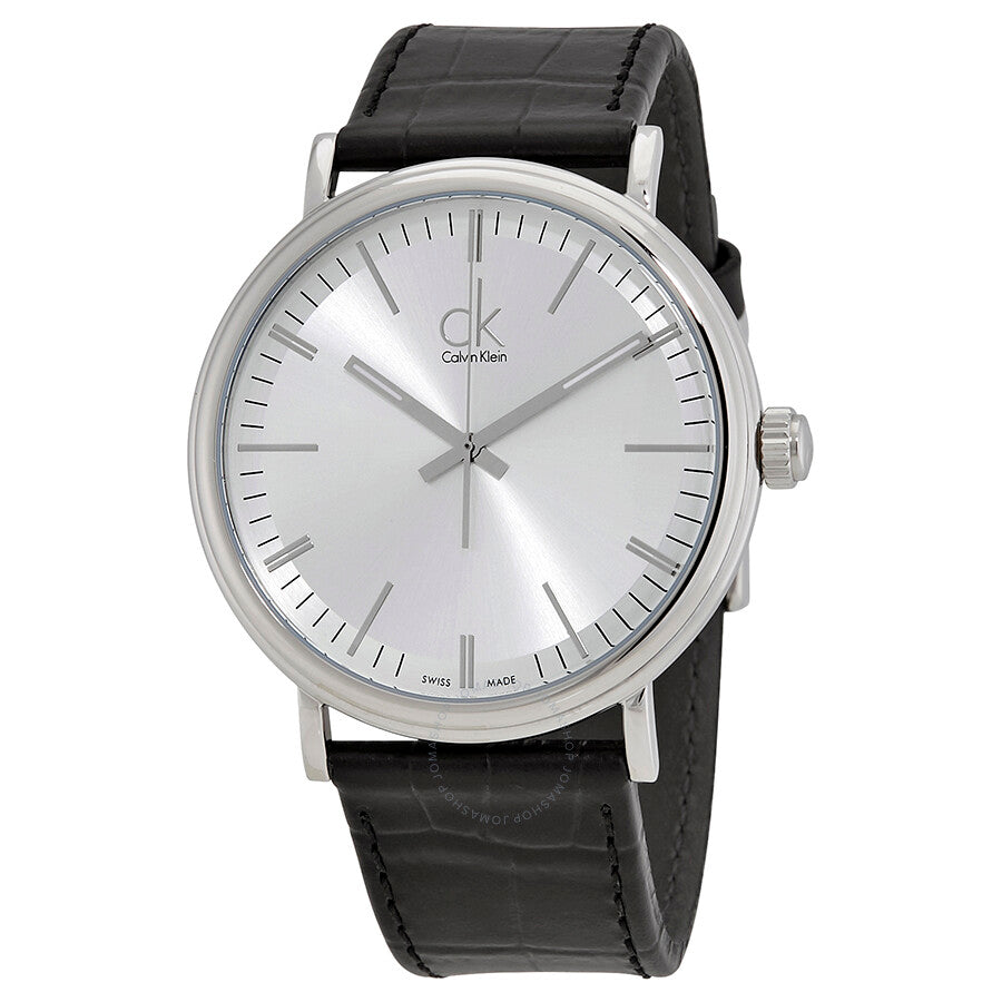 Calvin Klein Surround Silver Dial Black Leather Strap Watch for Men - K3W211C6 Buy Now By Calvin Klein