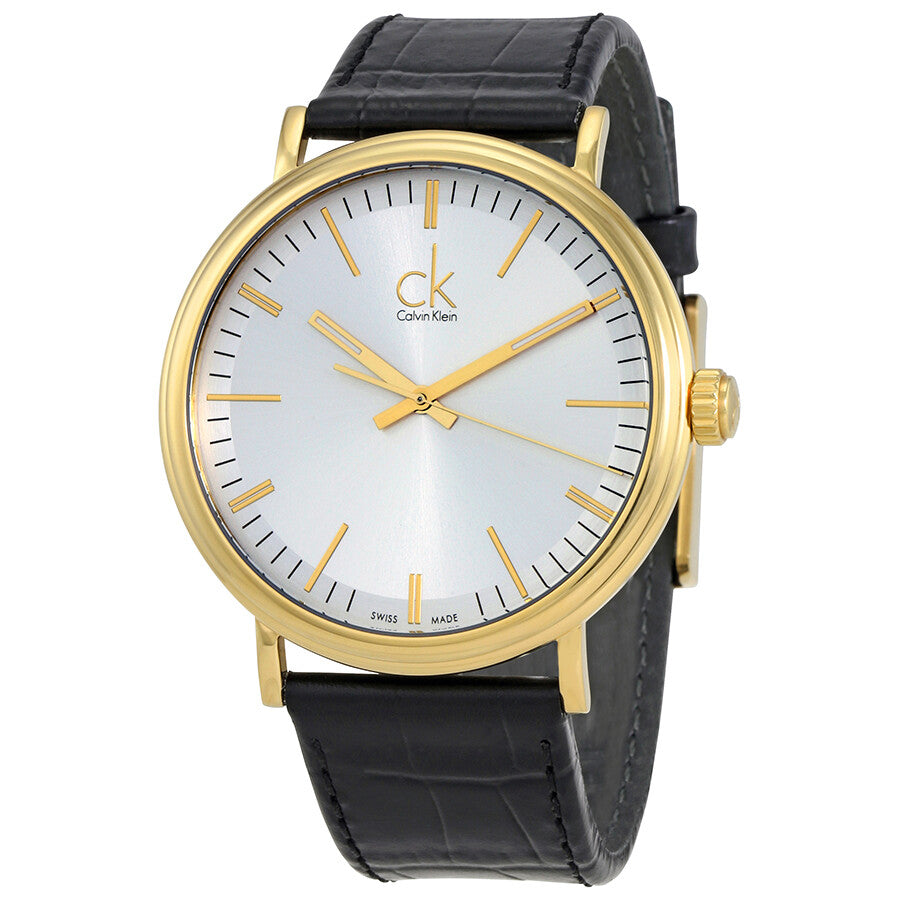 Calvin Klein Surround Silver Dial Black Leather Strap Watch for Men - K3W215C6 Buy Now By Calvin Klein