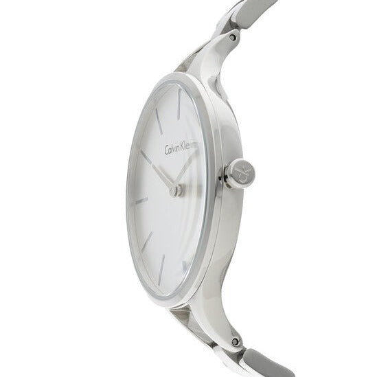 Calvin Klein Graphic White Dial Silver Steel Strap Watch for Women - K7E23146 Buy Now By Calvin Klein