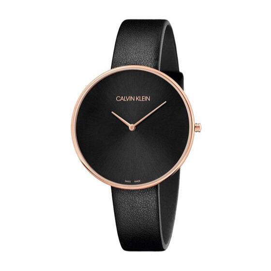 Calvin Klein Full Moon Black Dial Black Leather Strap Watch for Women - K8Y236C1 Buy Now By Calvin Klein