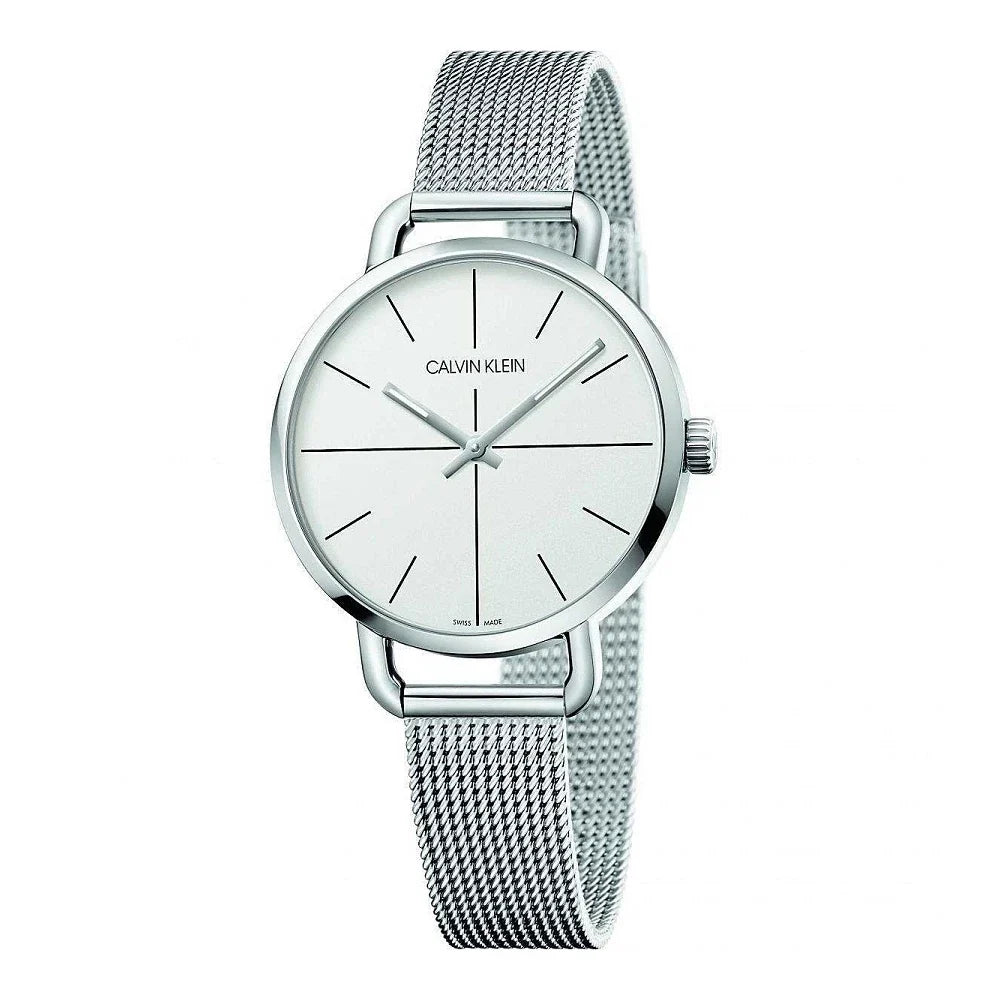 Calvin Klein Even Quartz White Dial Silver Steel Strap Watch for Women - K7B21126 Buy Now By Calvin Klein