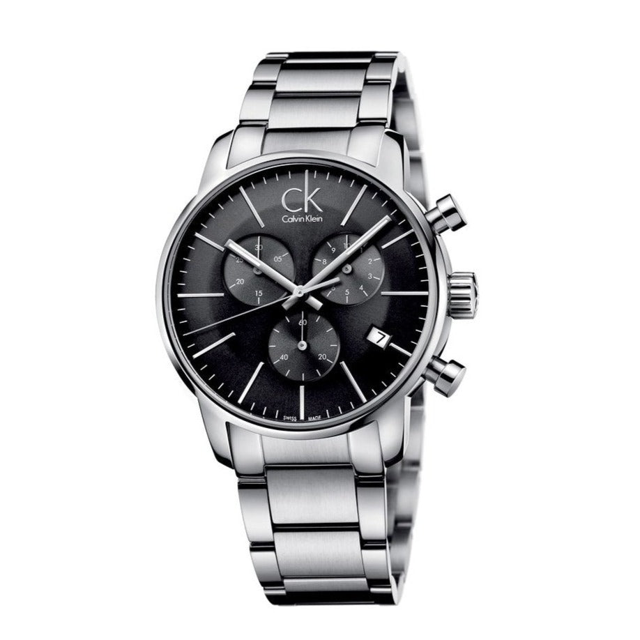 Calvin Klein City Chronograph Black Dial Silver Steel Strap Watch for Men - K2G27143 Buy Now By Calvin Klein