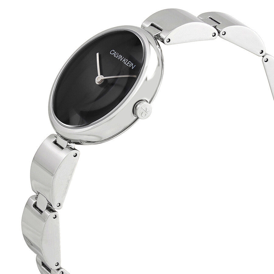 Calvin Klein Wavy Black Dial Silver Steel Strap Watch for Women - K9U23141 Buy Now By Calvin Klein