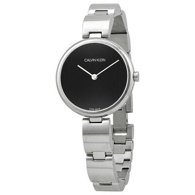 Calvin Klein Wavy Black Dial Silver Steel Strap Watch for Women - K9U23141 Buy Now By Calvin Klein