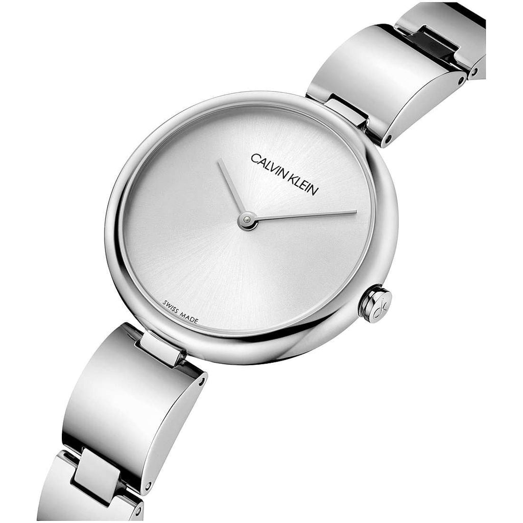 Calvin Klein Wavy Silver Dial Silver Steel Strap Watch for Women - K9U23146 Buy Now By Calvin Klein