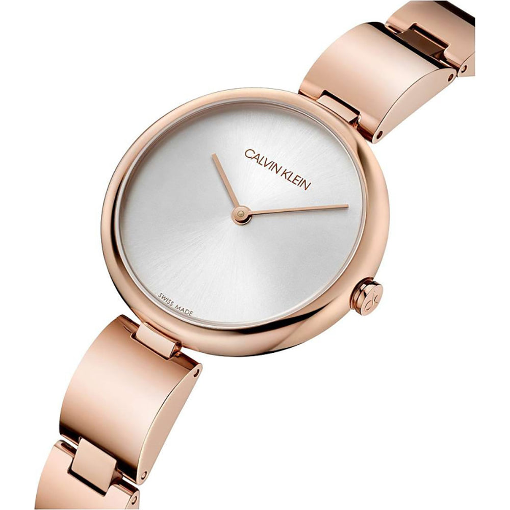 Calvin Klein Wavy White Dial Rose Gold Steel Strap Watch for Women - K9U23646 Buy Now By Calvin Klein