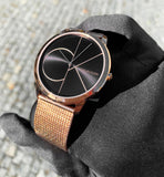 Calvin Klein Minimal Black Dial Rose Gold Mesh Bracelet Watch for Men - K3M21621 Buy Now By Calvin Klein