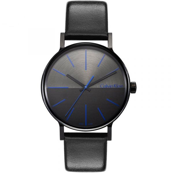 Calvin Klein Boost Black Dial Black Leather Strap Watch for Men - K7Y214CZ Buy Now By Calvin Klein