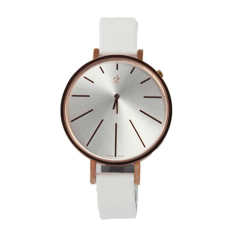 Calvin Klein Equal Silver Dial White Leather Strap Watch for Women - K3E236L6 Buy Now By Calvin Klein