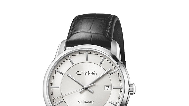 Calvin Klein Infinity Silver Dial Black Leather Strap Watch for Men - K5S341C6 Buy Now By Calvin Klein