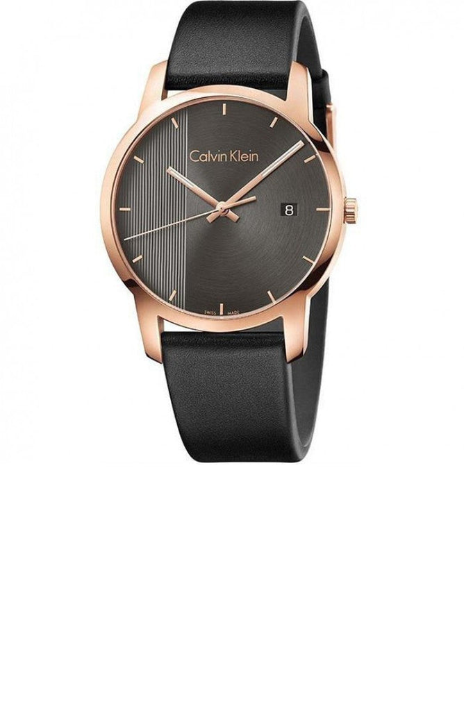 Calvin Klein City Quartz Grey Dial Black Leather Strap Watch for Men - K2G2G6C3 Buy Now By Calvin Klein