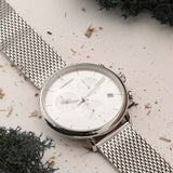 Calvin Klein High Noon Silver Dial Silver Mesh Bracelet Watch for Men - K8M27126