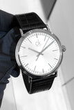 Calvin Klein Surround Silver Dial Black Leather Strap Watch for Men - K3W211C6 Buy Now By Calvin Klein