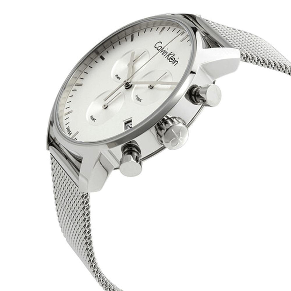 Calvin Klein City Chronograph White Dial Silver Mesh Bracelet Watch for Men - K2G27126 Buy Now By Calvin Klein