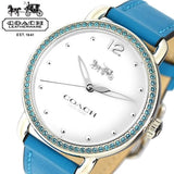 Coach Delancey White Dial Turquoise Leather Strap Watch for Women - 14502884 Buy Now By Coach