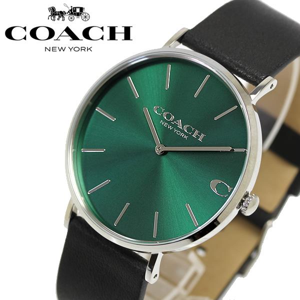 Coach Charles Green Dial Black Leather Strap Watch for Men - 14602436 Buy Now By Coach
