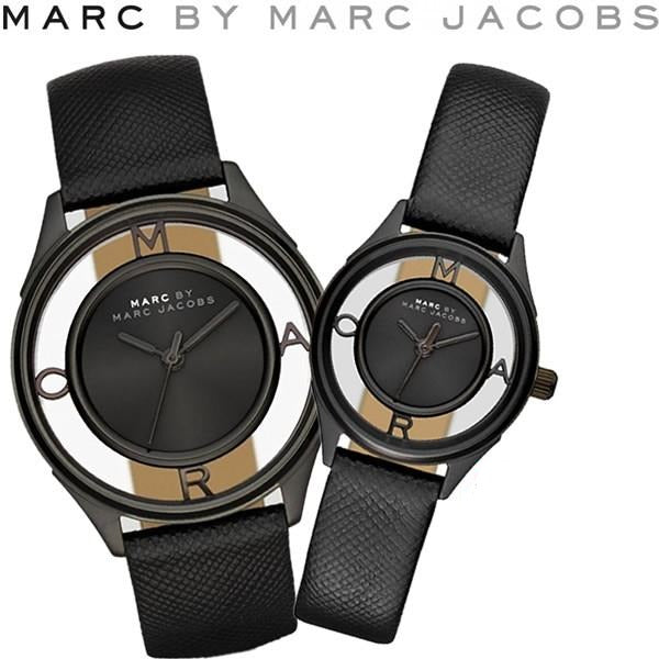 Marc Jacobs Tether Transparent Black Dial Black Leather Strap Watch for Women - MBM1379 Buy Now By Marc Jacobs
