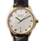 Gucci G Timeless Silver Dial Brown Leather Strap Watch for Men - YA126470 Buy Now By Gucci