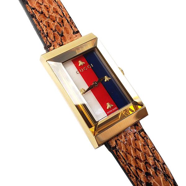 Gucci G-Frame Mother of Pearl Dial Brown Leather Snakeskin Strap Watch For Women - YA147402 Buy Now By Gucci