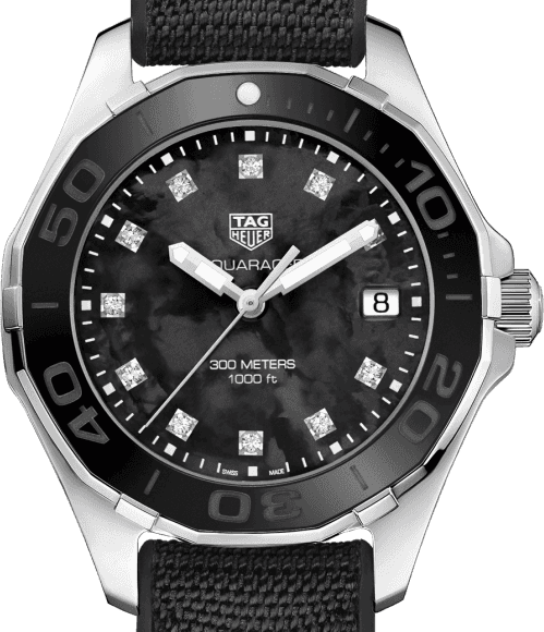 Tag Heuer Aquaracer Quartz Mother of Pearl Black Dial Black NATO Strap Watch for Women - WAY131M.FT6092 Buy Now By Tag Heuer