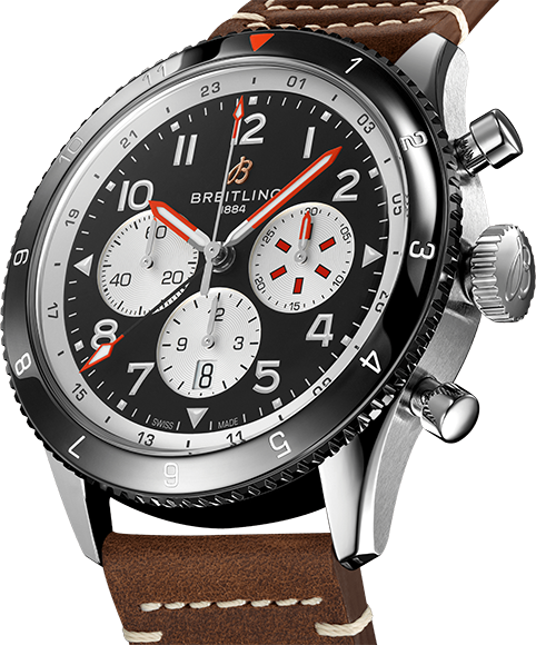 Breitling Super Avi B04 Chronograph GMT 46 Mosquito Black Dial Brown Leather Strap Watch for Men - YB04451A1B1X1 Buy Now By Breitling