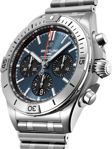 Breitling Chronomat B01 42mm Blue Dial Silver Steel Strap Watch for Men - AB0134101C1A1 Buy Now By Breitling