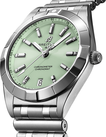 Breitling Chronomat 32 Diamonds Green Dial Silver Steel Strap Watch for Women - A77310101L1A1 Buy Now By Breitling