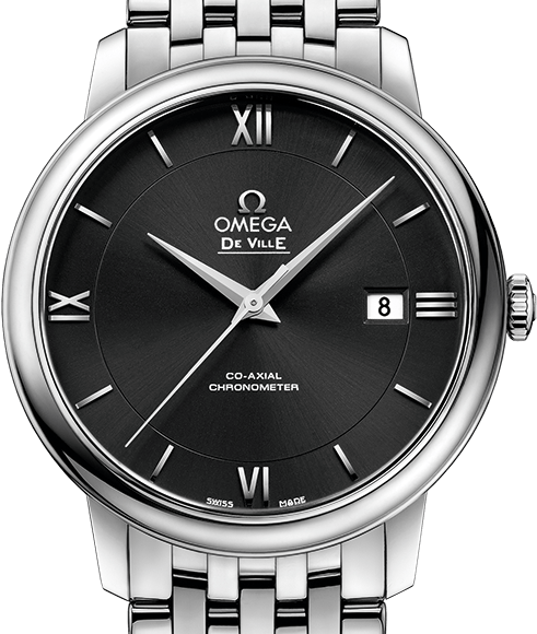 Omega De Ville Prestige Co-Axial Black Dial Silver Steel Strap Watch for Men - 424.10.40.20.01.001 Buy Now By Omega
