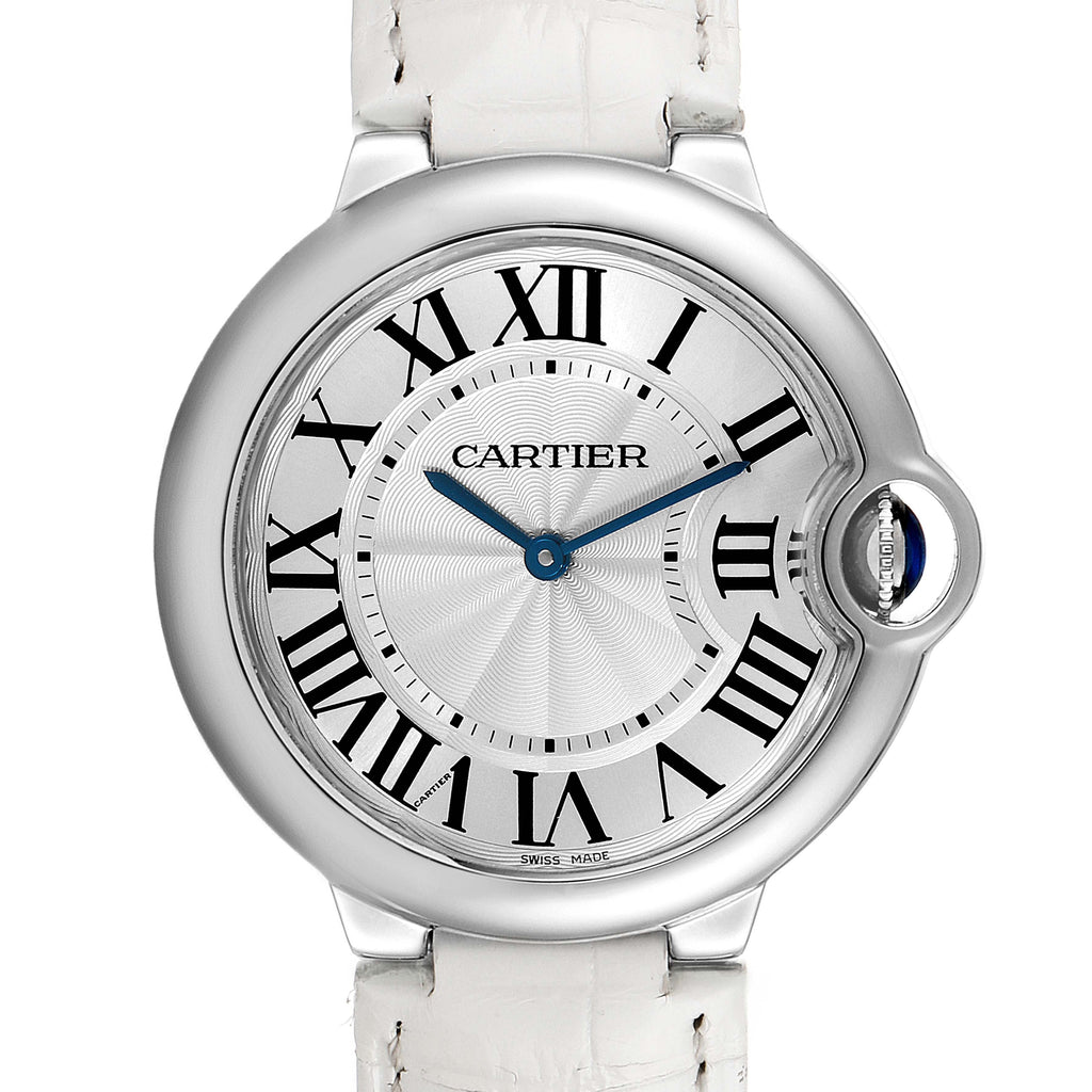 Cartier Ballon Bleu de Cartier Silver Dial White Leather Strap Watch for Women - W6920087 Buy Now By Cartier