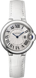 Cartier Ballon Bleu De Cartier Silver Dial White Leather Strap Watch for Women - W6920086 Buy Now By Cartier