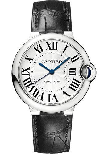Cartier Ballon Bleu de Cartier Silver Dial Black Leather Strap Watch for Men - WSBB0026 Buy Now By Cartier