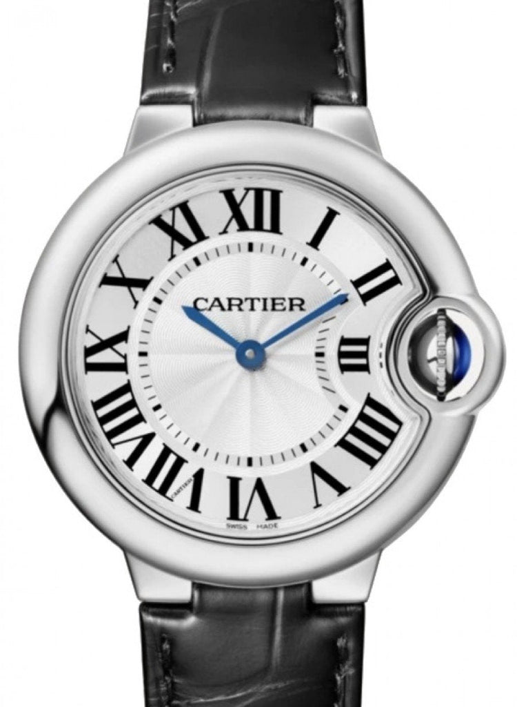 Cartier Ballon Bleu De Cartier Silver Dial Black Leather Strap Watch for Women - WSBB0034 Buy Now By Cartier