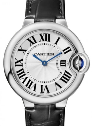 Cartier Ballon Bleu De Cartier Silver Dial Black Leather Strap Watch for Women - WSBB0034 Buy Now By Cartier