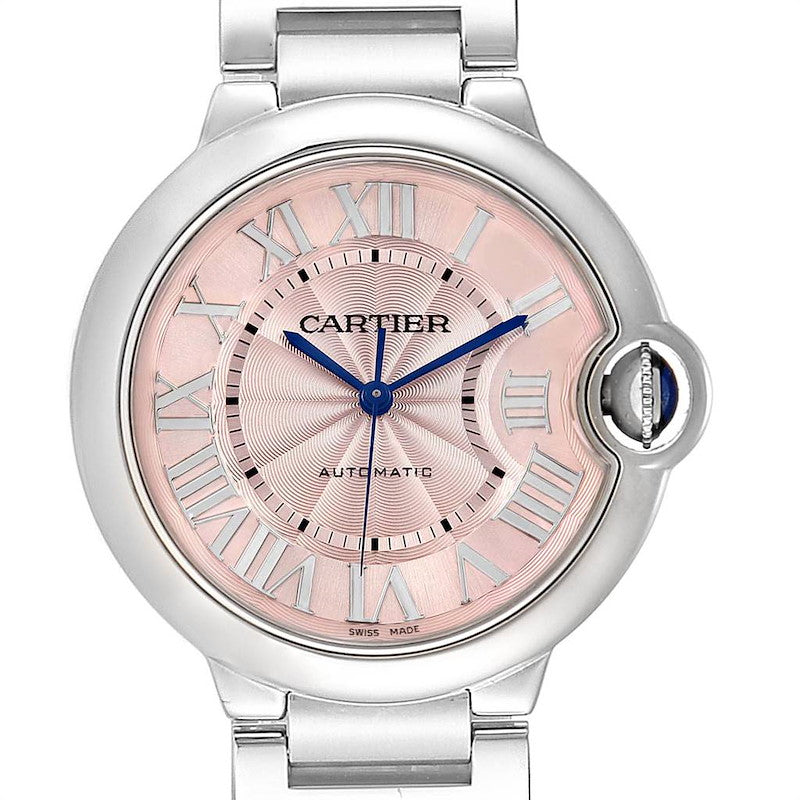 Cartier Ballon Bleu De Cartier Pink Dial Silver Steel Strap Watch for Women - W6920041 Buy Now By Cartier