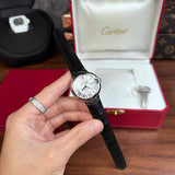 Cartier Ballon Bleu De Cartier Silver Dial Black Leather Strap Watch for Women - WSBB0030 Buy Now By Cartier