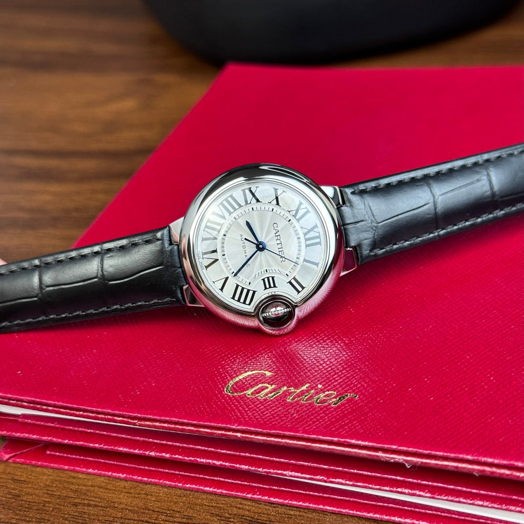 Cartier Ballon Bleu De Cartier Silver Dial Black Leather Strap Watch for Women - WSBB0030 Buy Now By Cartier