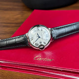 Cartier Ballon Bleu De Cartier Silver Dial Black Leather Strap Watch for Women - WSBB0030 Buy Now By Cartier