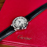 Cartier Ballon Bleu De Cartier Silver Dial Black Leather Strap Watch for Women - WSBB0030 Buy Now By Cartier