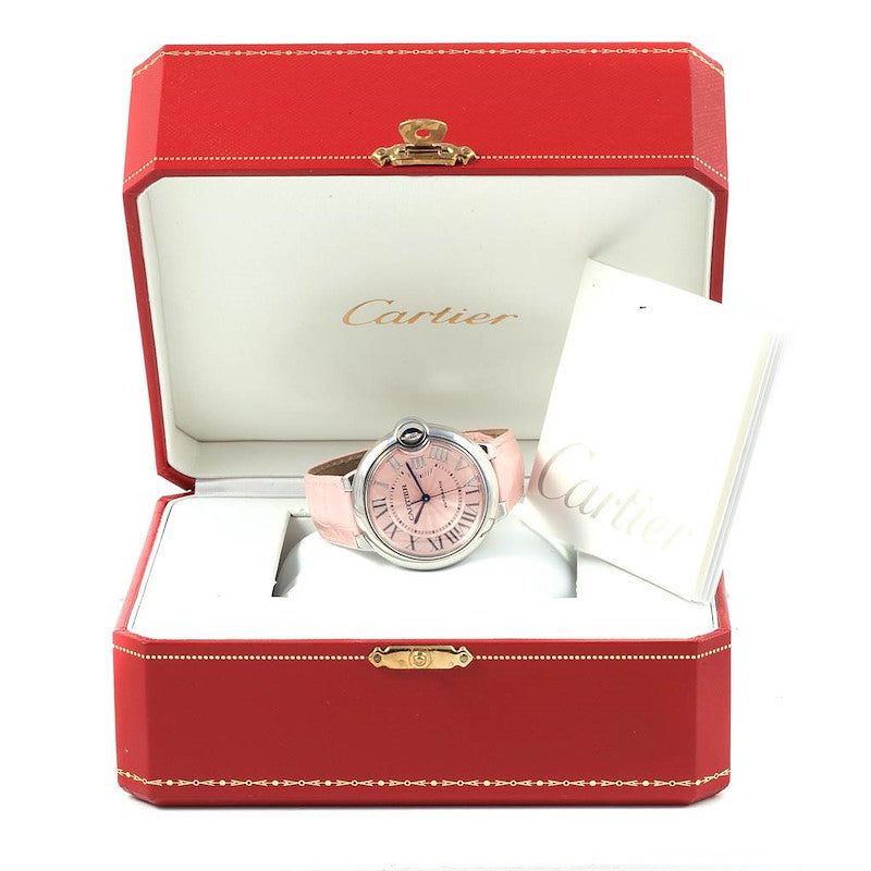 Cartier Ballon Bleu De Cartier Pink Dial Pink Leather Strap Watch for Women - WSBB0007 Buy Now By Cartier