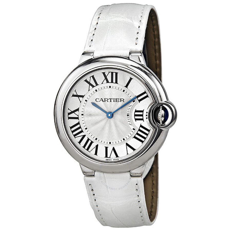 Cartier Ballon Bleu de Cartier Silver Dial White Leather Strap Watch for Women - W6920087 Buy Now By Cartier