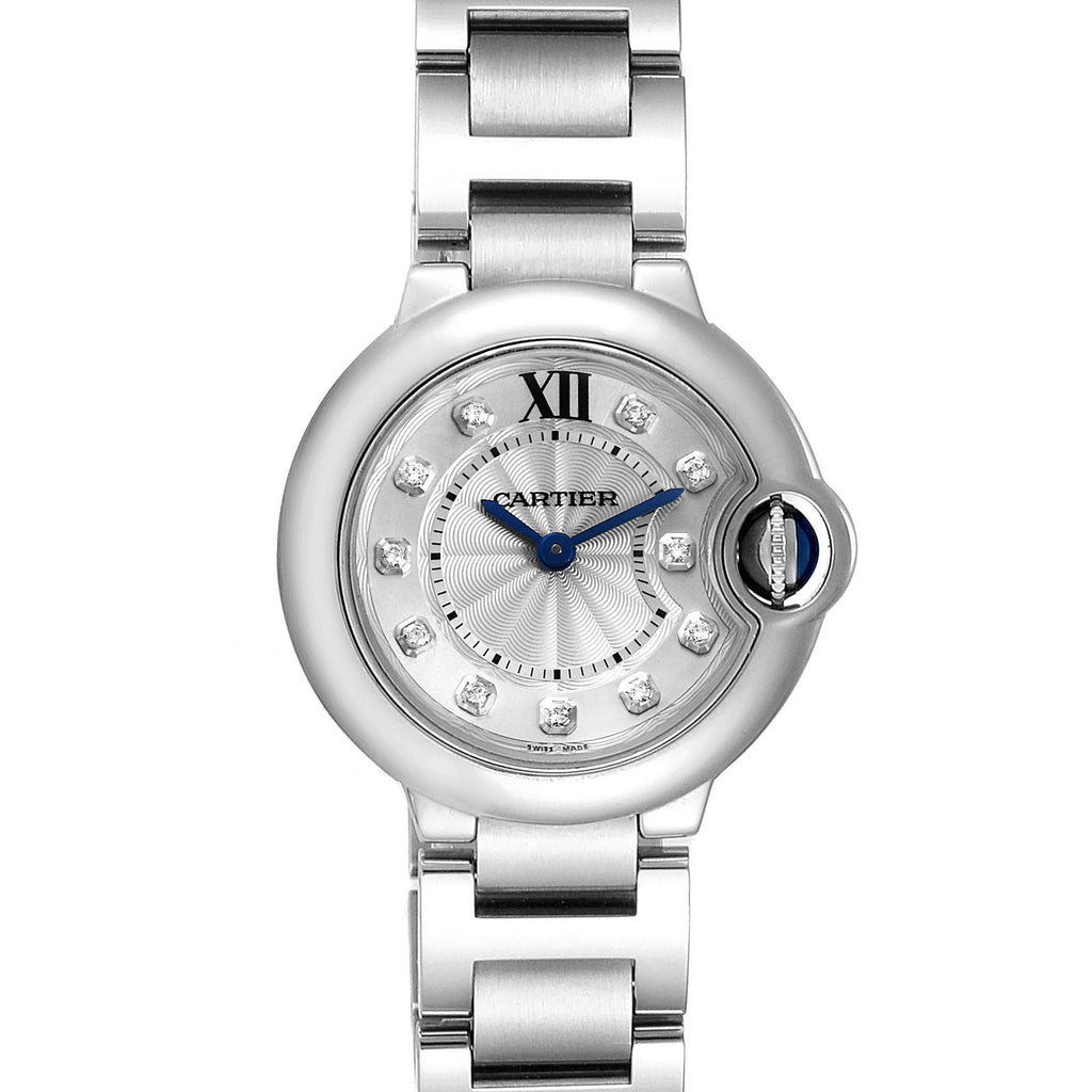 Cartier Ballon Bleu de Cartier Diamonds Silver Dial Silver Steel Strap Watch for Women - WE902073 Buy Now By Cartier