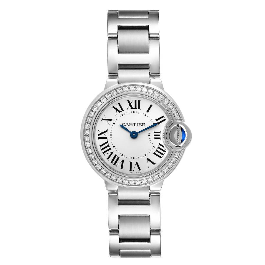 Cartier Ballon Bleu De Cartier Diamonds White Dial Silver Steel Strap Watch for Women - W4BB0015 Buy Now By Cartier