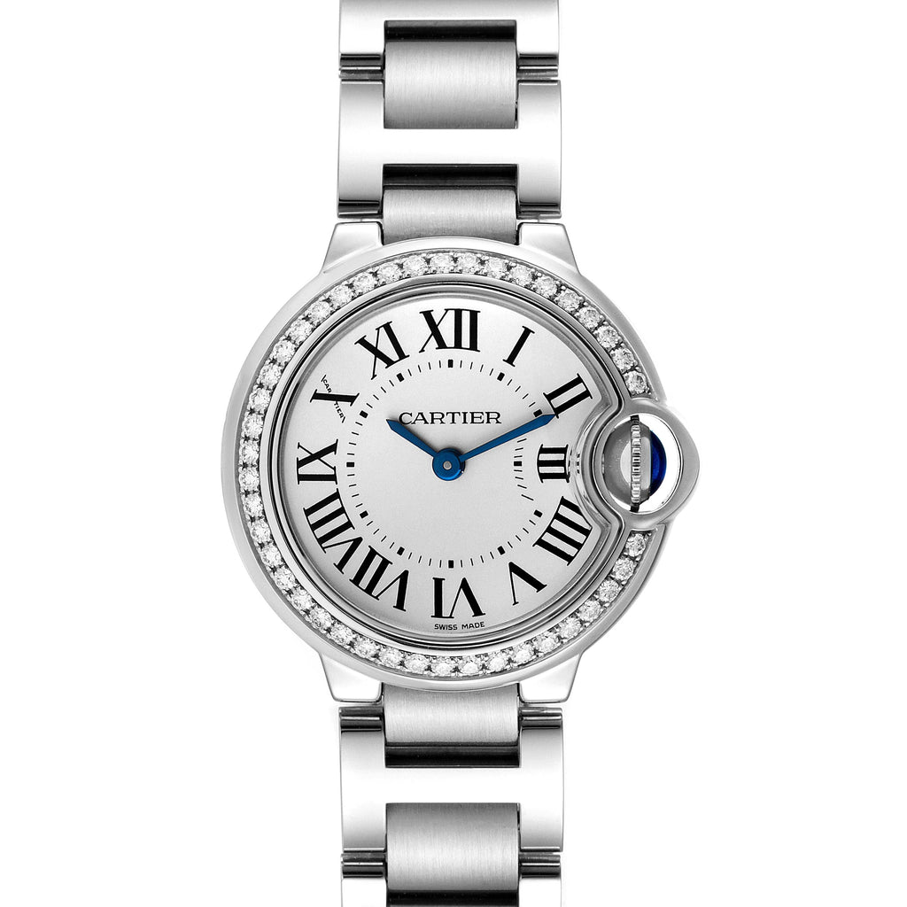 Cartier Ballon Bleu De Cartier Diamonds White Dial Silver Steel Strap Watch for Women - W4BB0015 Buy Now By Cartier