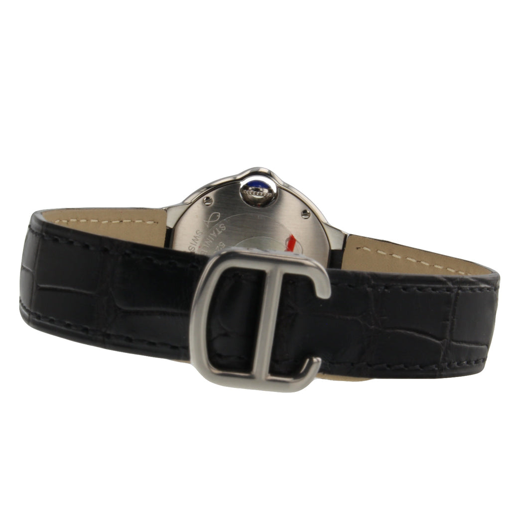 Cartier Ballon Bleu Silver Dial Black Leather Strap Watch for Women - W69018Z4 Buy Now By Cartier