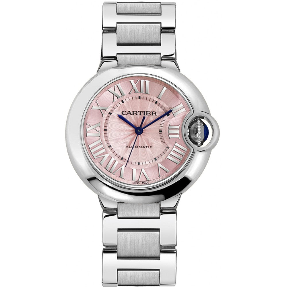 Cartier Ballon Bleu De Cartier Pink Dial Silver Steel Strap Watch for Women - W6920041 Buy Now By Cartier