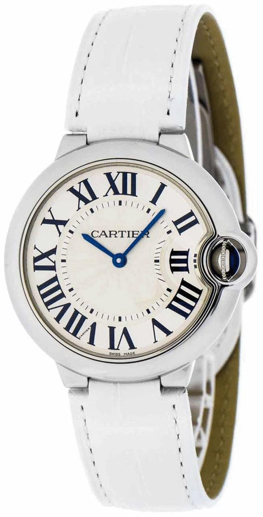 Cartier Ballon Bleu de Cartier Silver Dial White Leather Strap Watch for Women - W6920087 Buy Now By Cartier