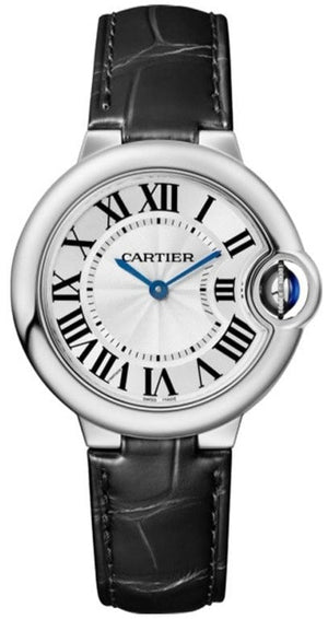 Cartier Ballon Bleu De Cartier Silver Dial Black Leather Strap Watch for Women - WSBB0034 Buy Now By Cartier